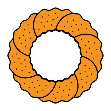 Bajgiel or beigel concept, beygl  Ring shape Wheat dough vector icon design, Bakery and Baked Goods symbol, Culinary and Kitchen Education sign, Recipe development stock illustration