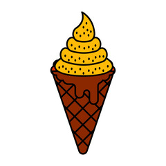 Ice cream cone concept, poke or cornet vector icon design, Bakery and Baked Goods symbol, Culinary and Kitchen Education sign, Recipe development stock illustration