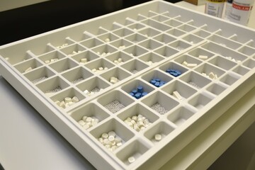 Counting tray designed for medication and pharmacy purposes - assisting with accurate drug counting. Generative AI