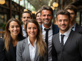 Successful business team standing together and smiling Generative AI	