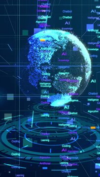 Artificial intelligence technology background. Vertical design in 9:16 ratio. Smartphone and social media ready	