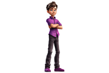Boy Standing with arms crossed 3D full body