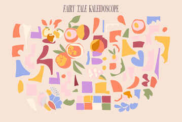 Vector Mosaic Pieces of Paper Cut Oranges Abstraction  Bright Multicolored Pattern Geometric Pattern