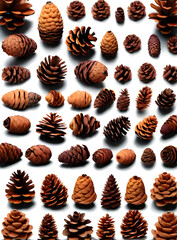 painted fir cone with knolling background.