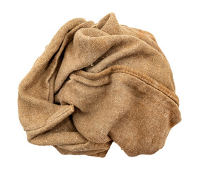 Burlap texture. A piece of torn burlap on a white background. Canvas. Packing material