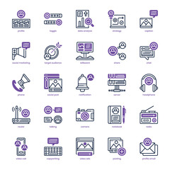 Social Marketing icon pack for your website design, logo, app, and user interface. Social Marketing icon dual tone design. Vector graphics illustration and editable stroke.
