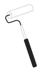 Restoration paint roller black and white 2D line cartoon object. Home decorator tool isolated vector outline item. Reconstruction building. Construction site monochromatic flat spot illustration