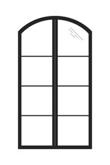 8 pane window frame black and white 2D line cartoon object. Contemporary structure isolated vector outline item. Reconstruction building. Construction site monochromatic flat spot illustration