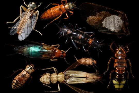 Images of various insects, including flour bugs and fictional species. Generative AI