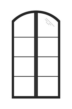 8 pane window frame black and white 2D line cartoon object. Contemporary structure isolated vector outline item. Reconstruction building. Construction site monochromatic flat spot illustration