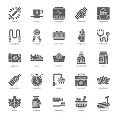 Healthy Life icon pack for your website design, logo, app, and user interface. Healthy Life icon glyph design. Vector graphics illustration and editable stroke.