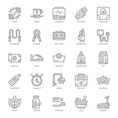 Healthy Life icon pack for your website design, logo, app, and user interface. Healthy Life icon outline design. Vector graphics illustration and editable stroke.