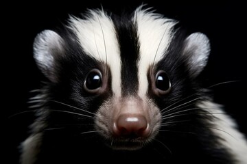 close up of a skunk. Generative AI - obrazy, fototapety, plakaty