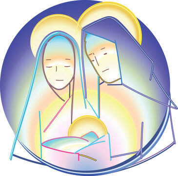 Holy Family Catholic Images. Mary, Joseph and the baby Jesus, Son of God , symbol of Christianity. Holy Family Clip Art