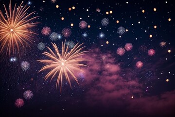 Naklejka premium Wonderful Firework Shells for celebrating Happy New Year by Generative AI