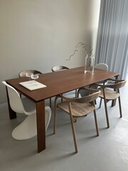 Wooden chairs and table interior