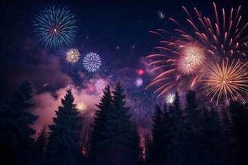 Fototapeta na wymiar Wonderful Firework Shells for celebrating Happy New Year by Generative AI