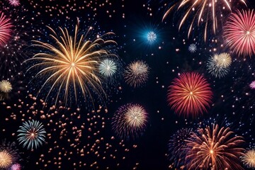 Wonderful Fireworks for celebrating Happy New Year by Generative AI