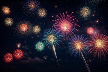 Wonderful Fireworks for celebrating Happy New Year by Generative AI