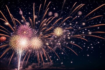 Wonderful Fireworks for celebrating Happy New Year by Generative AI