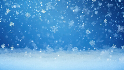 Fototapeta premium Seamless blue Christmas background with falling snow