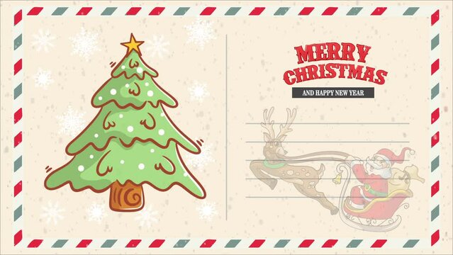 animation template design merry christmas and happy new year with letter pattern