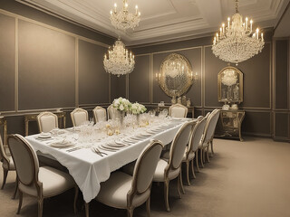An image of an elegant formal dinning room UHD wallpaper Stock Photographic Image