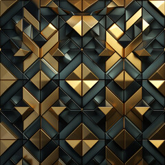 Metal embossed textures, geometric, 3D shading,  3d geometric tile pattern, elevattion view, precious metal colours, high tecnology molted metal pattern.