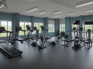 Fototapeta na wymiar A scene featuring a gym in house UHD wallpaper Stock Photographic Image