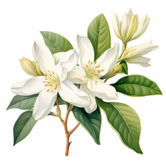 Fototapeta na wymiar flower element. watercolor jasmine illustration.