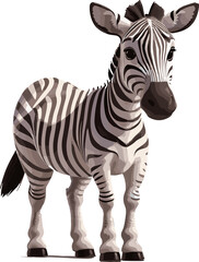 a colorful cute Little  zebra  , no background 