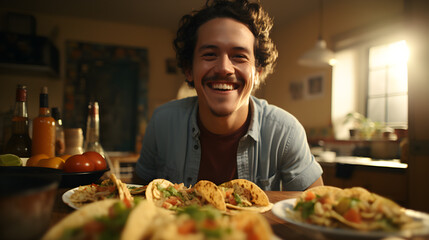 Plato de Chilaquiles Deliciosos: Hombre Latino en Casa