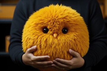 A person holding a stuffed animal in their hands