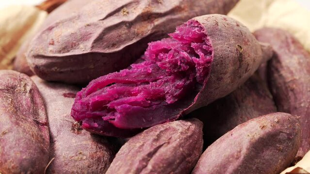 Special Chinese snack roasted sweet potato on simple background