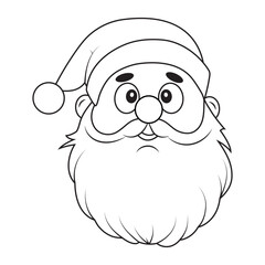 The head of Santa Claus. Contour drawing of a New Year's character. Christmas
