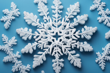 Single detailed beautiful white snowflake, Christmas And Winter Background, generative AI