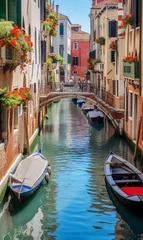 Wandcirkels tuinposter sunset view of a little Canal in Venice © Key909