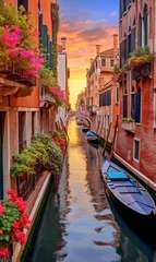 Zelfklevend Fotobehang sunset view of a little Canal in Venice © Key909