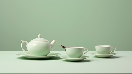 Fototapeta na wymiar Teapot and Two Cups