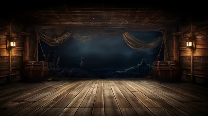 Tafelkleed 3 d rendering of a wooden ship in the night © Vahagn