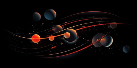 A black background with a bunch of planets