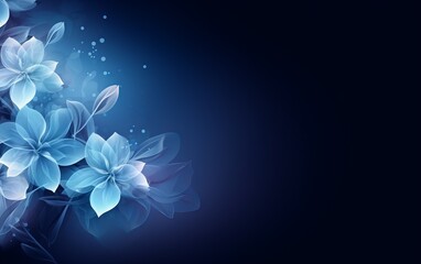 Blue flowers on a dark blue background. Floral abstract background.