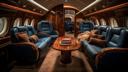 Fototapeta premium Elegant and luxurious interior of a private jet