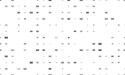 Seamless background pattern of evenly spaced black baby cot symbols of different sizes and opacity. Illustration on transparent background