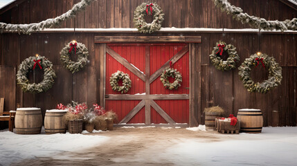 Barn Glow: Evening in the Snowy Countryside