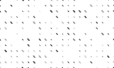 Seamless background pattern of evenly spaced black videoconference symbols of different sizes and opacity. Illustration on transparent background