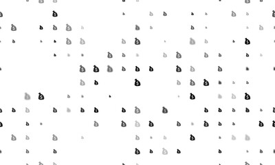 Seamless background pattern of evenly spaced black bag of money symbols of different sizes and opacity. Illustration on transparent background