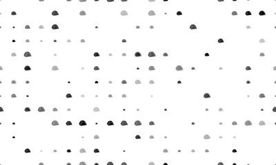 Seamless background pattern of evenly spaced black tourist tents of different sizes and opacity. Illustration on transparent background