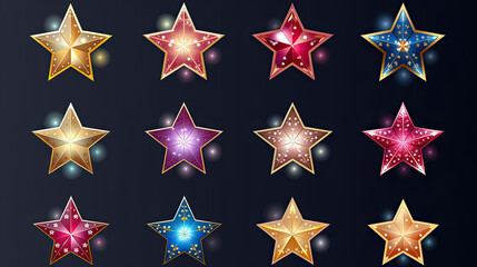 Obraz premium Vector star set with a diverse range of stars suitable for various design needs