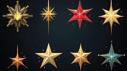 Obraz premium Vector star set featuring an assortment of stars each with unique detailing